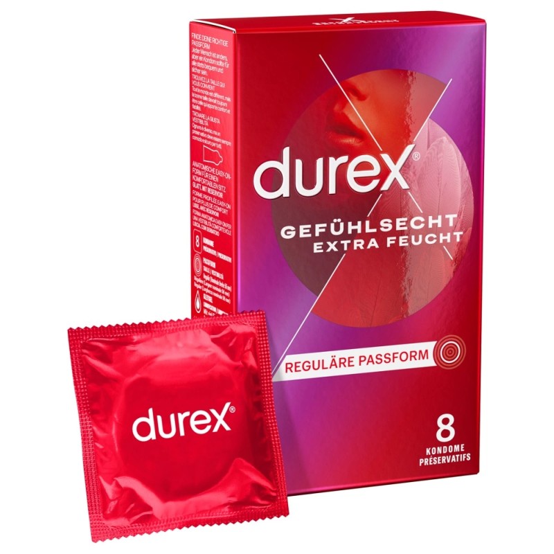 Durex - Prezerwatywy Ze Zbiorniczkiem Nawilżone Gefühl.extra lubr. 8 szt